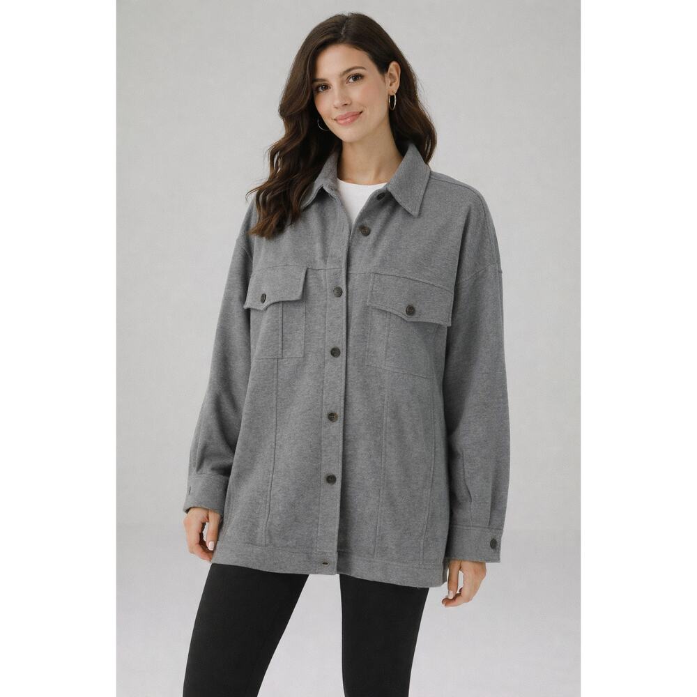 Nap Loungewear Jersey Shirt Jacket Oversized Womens Small Grey New Shacket